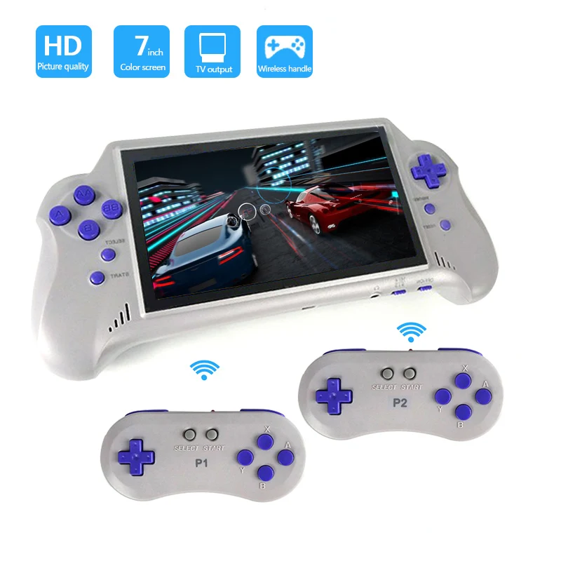 

HD Handheld Game Console 7" Color screen Built-in 121 classic game 2 Wireless Gamepad Support game card HDMI Video Game Console