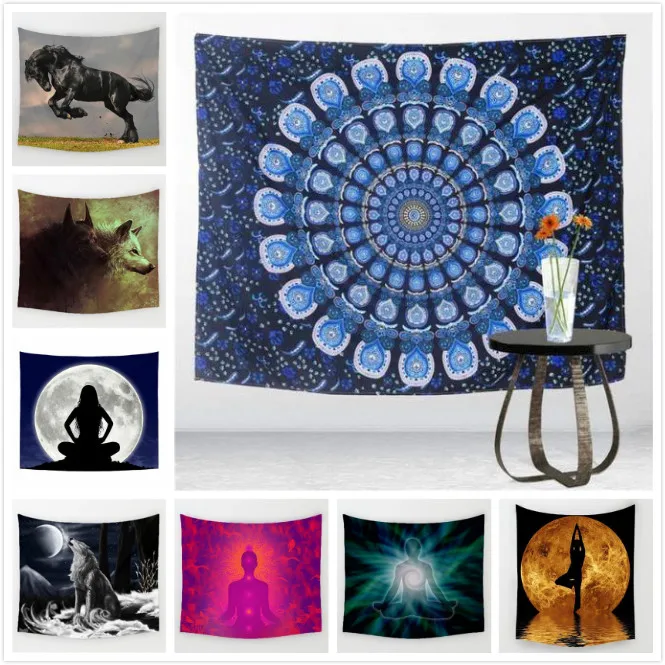 

3D print The forest wolf pattern Polyester Tapestry size 150x130 cm Beach Blanket Room Divider Yoga Beach fashion Tapestry