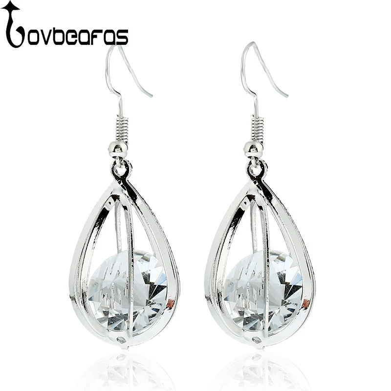 

LOVBEAFAS 2018 Fashion Boho Crystal Drop Earrings For Women Jewelry Silver Gold Power Bohemian Earrings Metal Wrap Earrings