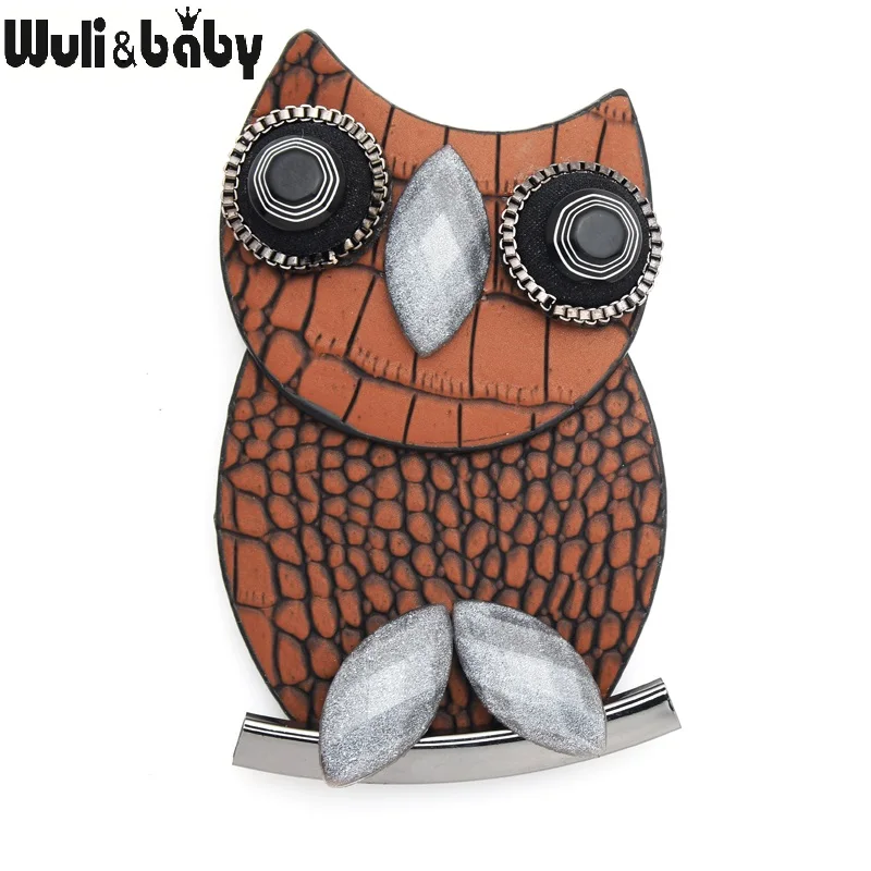 

Wuli&baby Leather Owl Brooch Pins For Women Winter Sweater Pin Coat Accessories Jewelry Gift