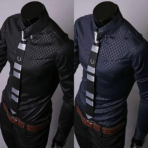 New Argyle luxury men's shirt Business Style Slim Soft Comfort Slim Fit Styles Long Sleeve Casual Dress Shirt Gift For Men