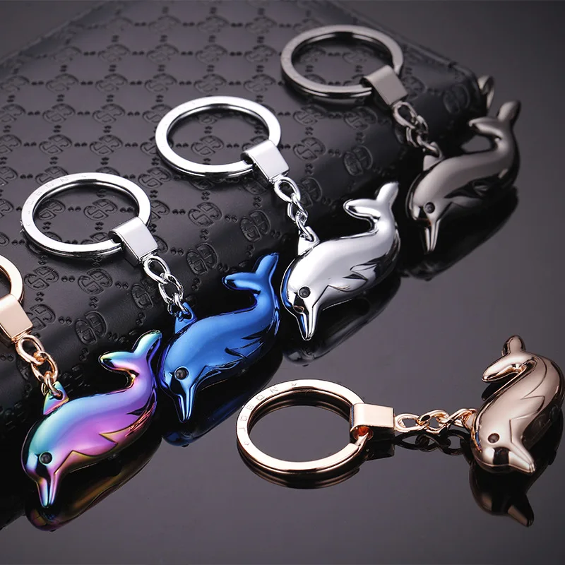 dolphin keychain cute key ring for women LED light key chain key holder