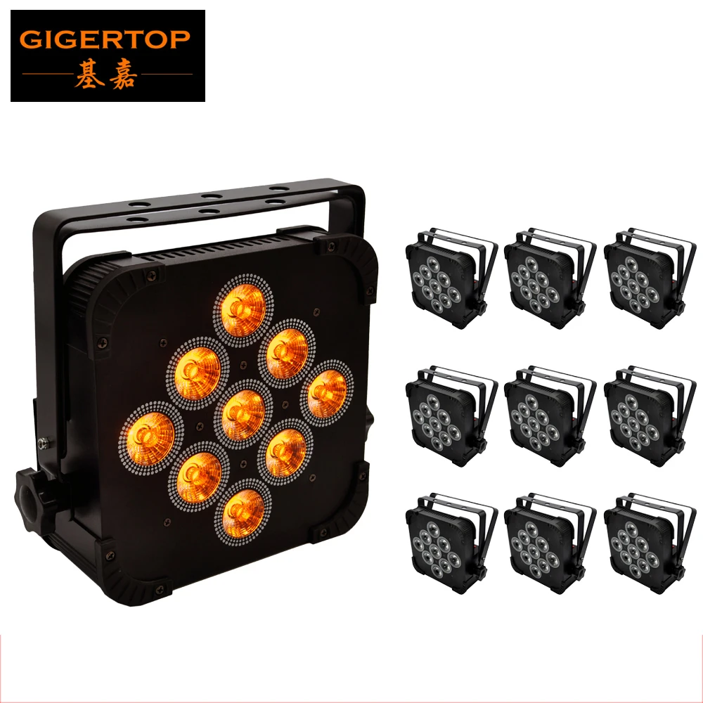 10XLOT плоский тонкий 140 Вт 5в1 LED RGBWA Par Can Puck DMX 5/9CH управление DJ сценическая шайба свет