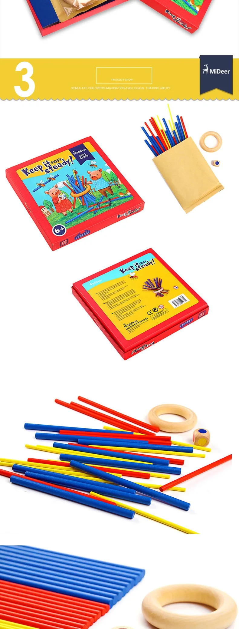 mideer MD0068 Children Wooden Colorful Stick Balance Toy Keep it Steady for Kids Play Table Skill Games Educational Toys Gifts
