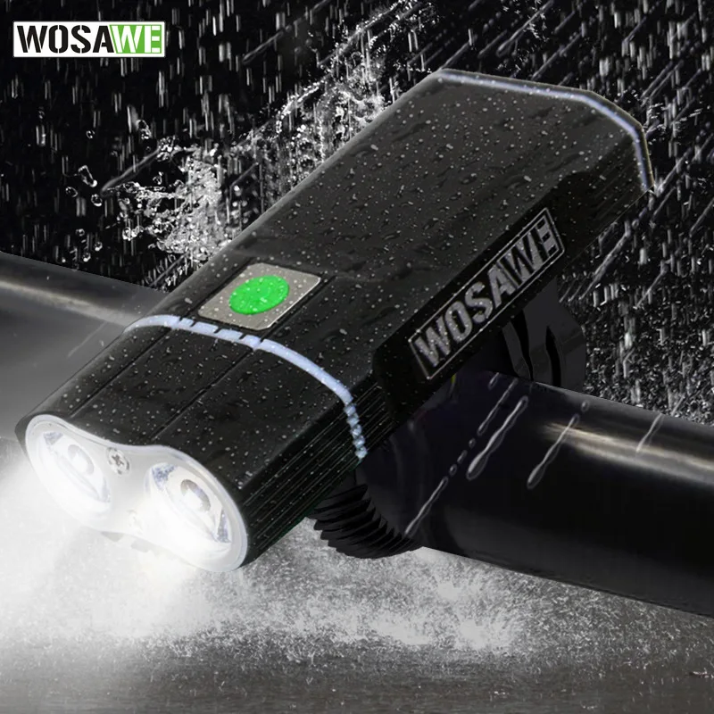 

WOSAWE 2400 Lumens Bicycle Light with 18650 Built-in Batteries USB Rechargeable Bike Light 2-XML LED Lamp Flashlight 5 Modes