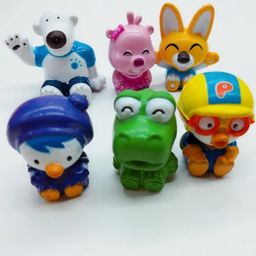 6pcs/lot Original Korean Super cute cartoon animation pororo pvc model figure Toys