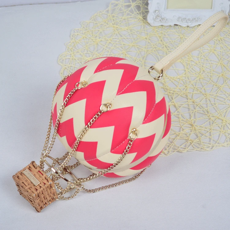 

2016 New Hand Bag Balloon Creative Pose Plaid Handbag Decorative Chain Real Leather Handbag Fashion Cute Women Bags Circle