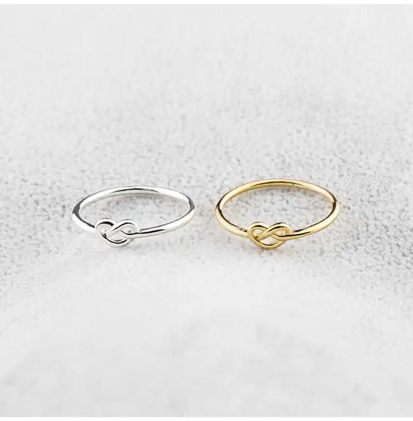 Best Gift Simple Knuckle Love Heart Knot Rings For Women Girls Promise Anillos Jewelry Rose Gold Silver Color