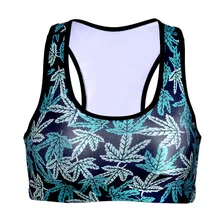 NEW 0062 Summer Sexy Girl Women maple leaf weeds 3D Prints Padded Push Up Gym Vest Top Chest Running Sport Yoga Bras