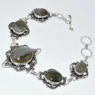 

Labradorite Bracelet Silver Overlay Over Copper , 22 cm, B3211