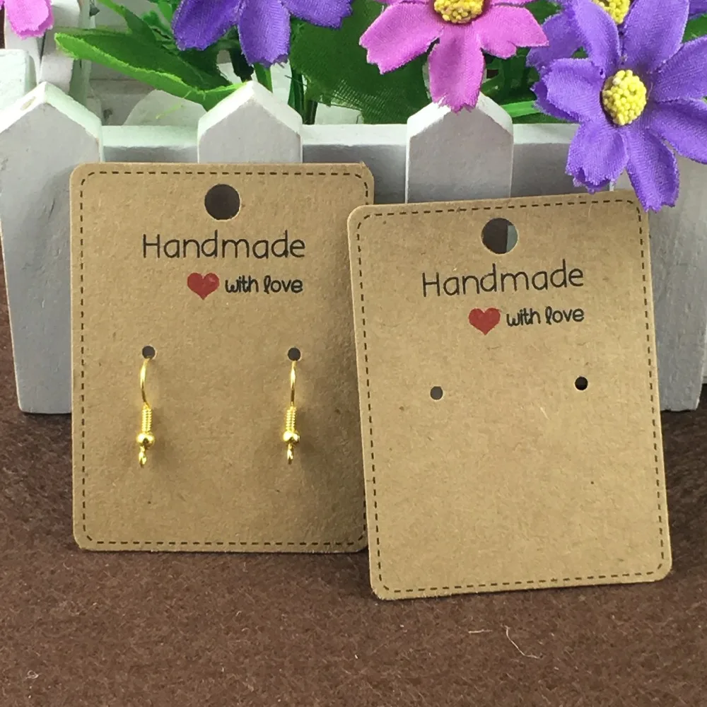 Handmade Jewelry Display Cases 200pcs Lot 6 5 5cm Kraft Earring Cards