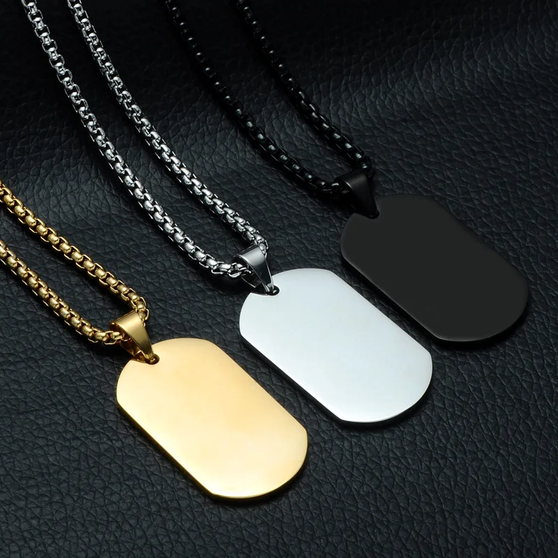 

Customizable Engraving Name Stainless Steel Bar Necklaces Dog Nameplate Custom Name Casual Personalized 3 Colors Necklaces