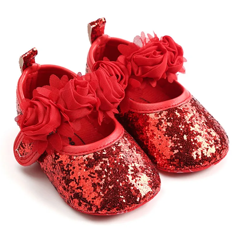 

2018 Spring Summer Baby Girl The First Walker Small Fresh Sequins Flower Princess Shoes Newborn Slip Breathable Toddler Shoes