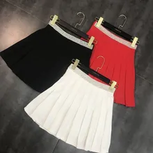 Женская летняя Новинка года, водонепроницаемая юбка с высокой талией, плиссированная юбка, чистый цвет, короткая юбка трапециевидной формы для студенток