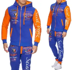 Zogaa Горячие Для мужчин наборы 2019 Мода Повседневное комплект спортивной одежды мужской костюмы Для Мужчин's спортивные куртки с капюшоном