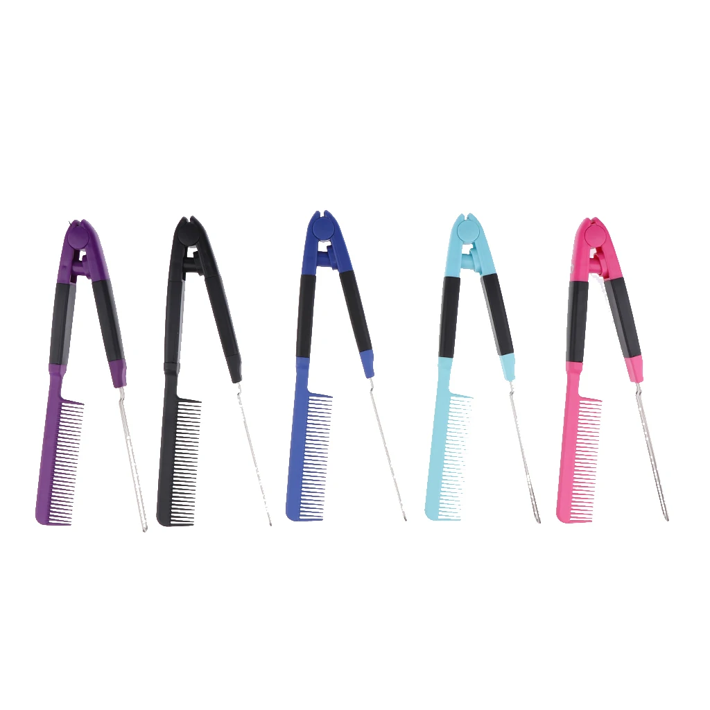 Fashion Salon Straight Bouffant Folding Pocket Comb Clip Hair Travel Brush V Shaped Hair Straightener Brush