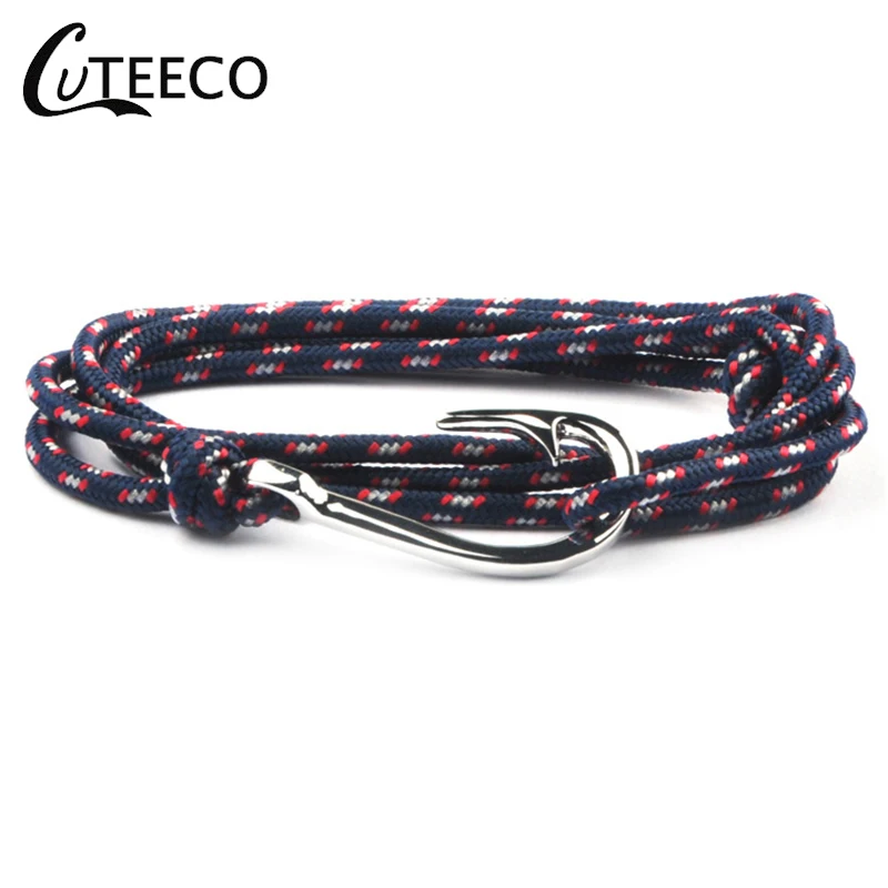 CUTEECO многослойный веревочный браслет с крючком для рыбы pulseras hombre hope морской якорь