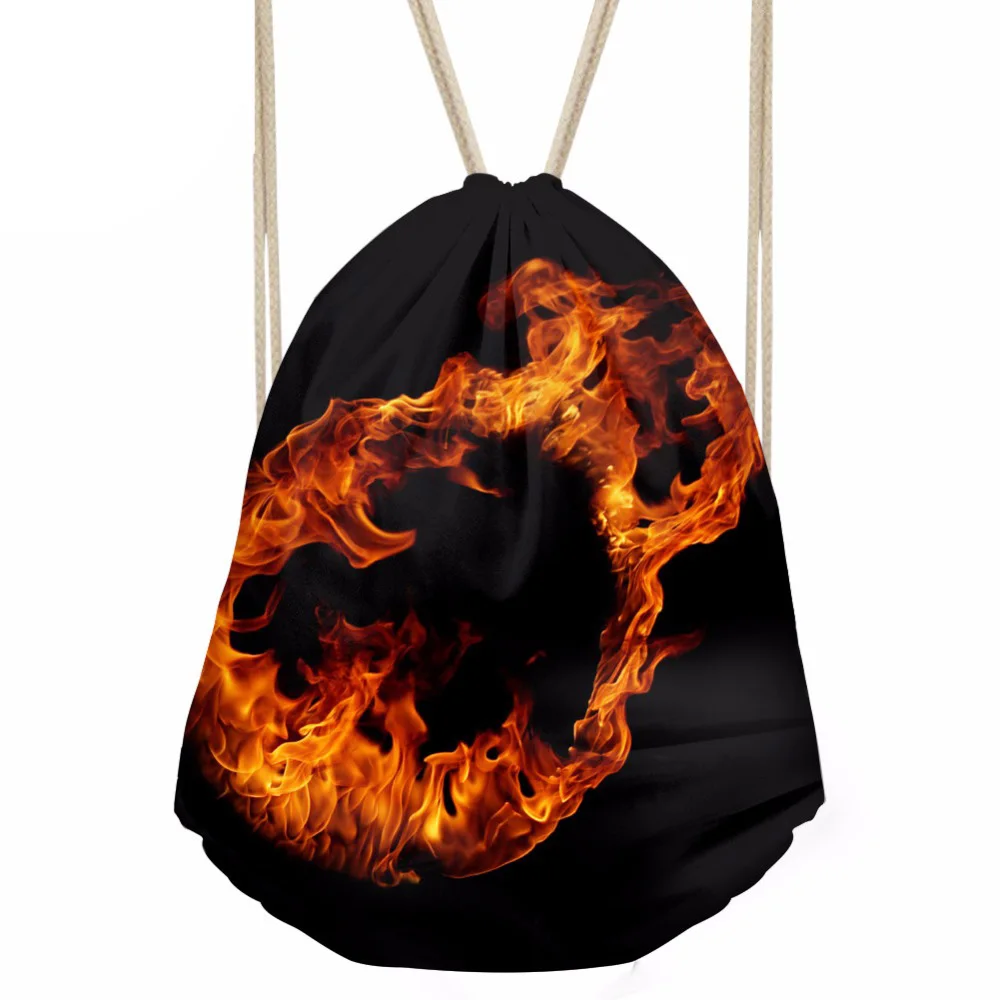 Men 3D Flame printing Drawstring Bag Teenagers Fashion String Pouch Kids Logo Custom Package Cool Travel Mochilas | Багаж и сумки
