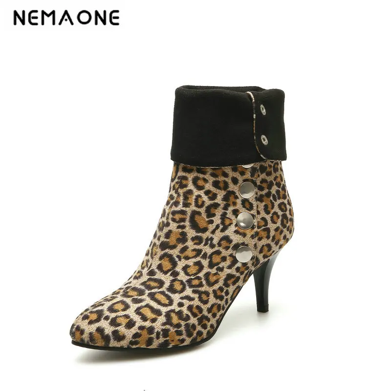 

Large Size 34-43 Women Fashion Erogenous Ankle Women Boots Autumn Winter Women Shoes 7.5cm High Heel Casual Party Shoes