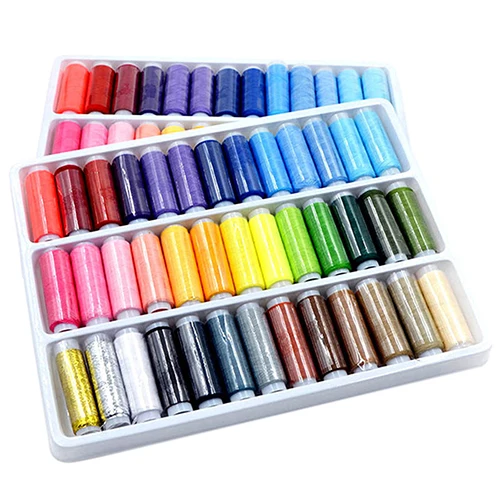 

39 Mixed Pure Color Polyester Handmade Sewing Thread for Machine Hand 200 Yard Each Spool Stitching Home Embroidery Line Box