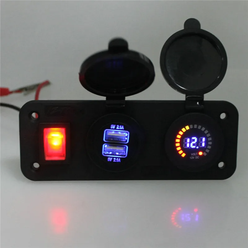 12V 24V прикуривателя автомобиля светильник er со светодиодной 12В двойной разъем USB