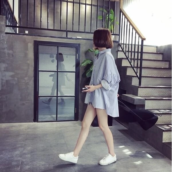 Shirts Women Long Sleeve Striped Casual Fashion High Quality Loose Womens Clothing Korean Style Simple All-match Elegant Summer