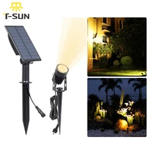 T-SUN luz solar ao ar livre solar powered spotlight ip65 3000k/6000k jardim luz solar holofotes lâmpada para caminho quintal decoração