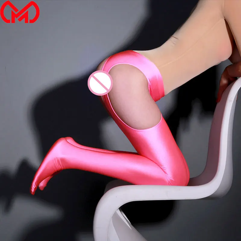 

MEISE Cosplay Hollow Out Open Crotch Pencil Pants Sexy Shiny Full Leggings Erotic Lingerie Plus Size Pants Stage Bottom Wear F46