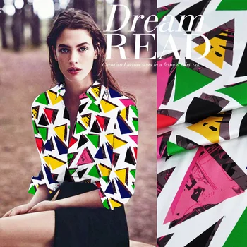 

2016 Sang silk dress shirt cloth silk dress fabric printed Stretch Satin colored fragments