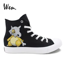 Wen Pokemon/Обувь для косплея; парусиновая обувь с ручной росписью; высокие кроссовки; Дизайнерские мужские и женские черные Эспадрильи на плоской подошве