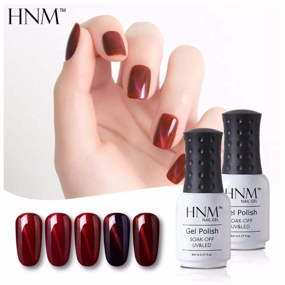 

HNM Wine Red Cat Eye 6 Colors New Paint Gellak UV Nail Polish Top Coat Base Coat Primer LED Lamp Gelpolish Semi Permanent Enamel