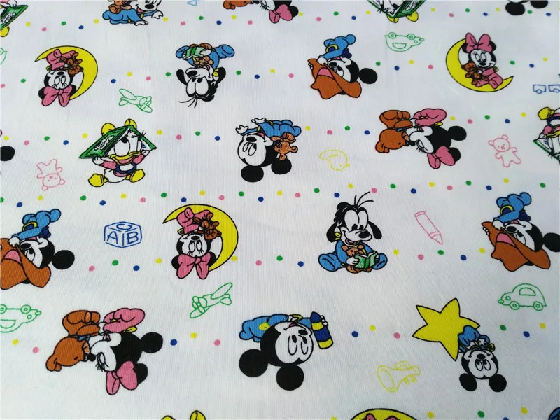 Милый мультяшный детский Микки, Минни, Дональд, медведь, луна, лайкра, эластичная хлопковая ткань для шитья пэчворк, пижамы ручной работы, сделай сам, Текстиль