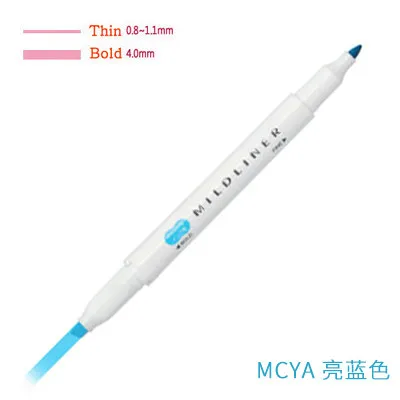 1PC Japanese stationery zebra Mild liner double headed fluorescent pen hook pen highlighter pen color Mark pen kawaii - Цвет: MBL MCYA