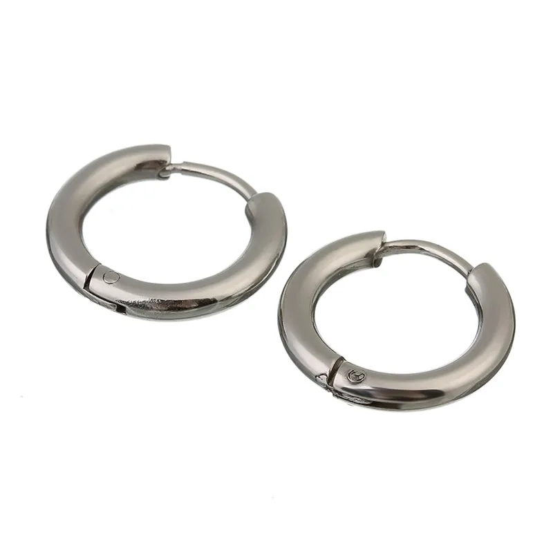 Sauvoo 1 пара, модные хирургические стальные круглые серьги-кольца, черные золотые кольца серьги для пирсинга для женщин и мужчин, круглые серьги