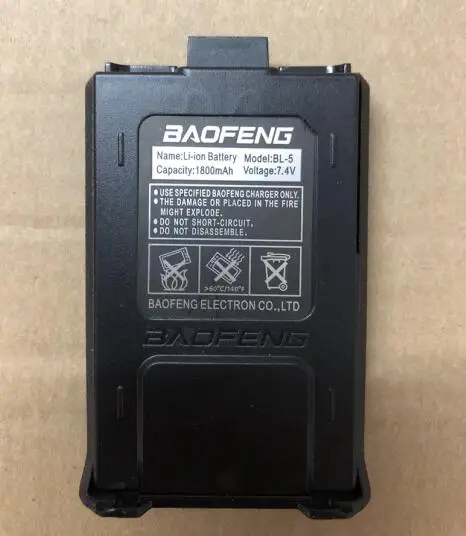 Baofeng uv5r Батареи Для Радио Walkie Talkie Аксессуары Baofeng УФ-5RE УФ-5R 5RA УФ 5R 1800 мАч Литий-Ионный Аккумулятор Аккумулятор для рации аккумулятор - Цвет: Black