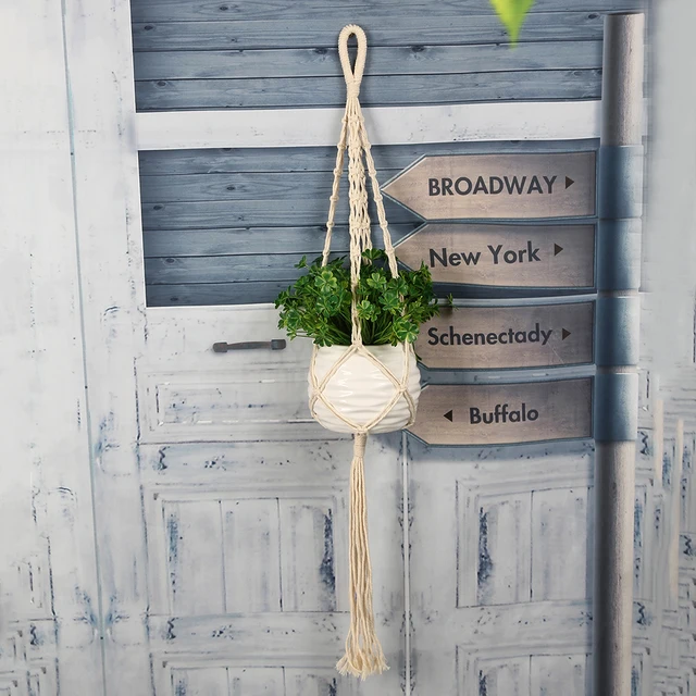 85cm Vintage Macrame Plant Hanger Flowerpot Holder String Hanging Rope Wall Art