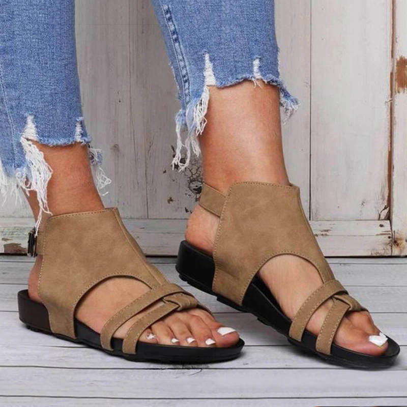 

Women Shoes 2019 Fashion Buckle Strap Gladiator Sandals Summer Shoes Women Casual Flat Sandals Beach Chaussures Femme