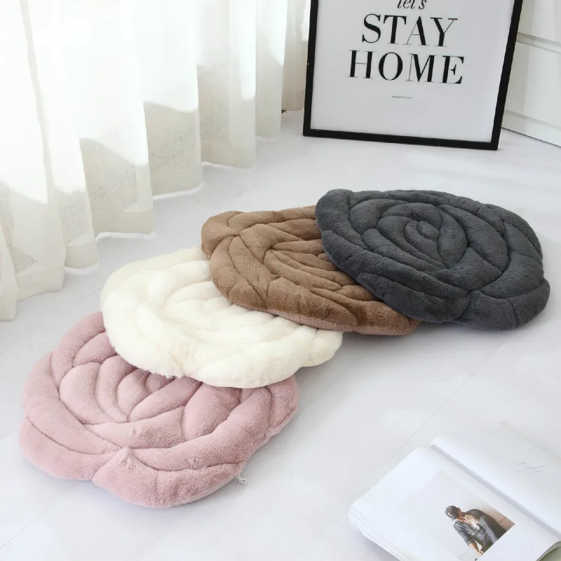 45X45CM Plush simple rose plush cushion Japanese chair cushion anti-slip floating window cushion dining chair cushion cattail