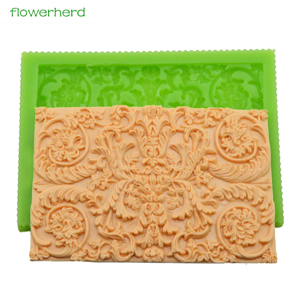 

Vintage Embossed Silicone Mold Floral Leaves Cake Mold Wedding Fondant Cake Decorating Tools Gum Paste Sugar Craft Fondant Molds