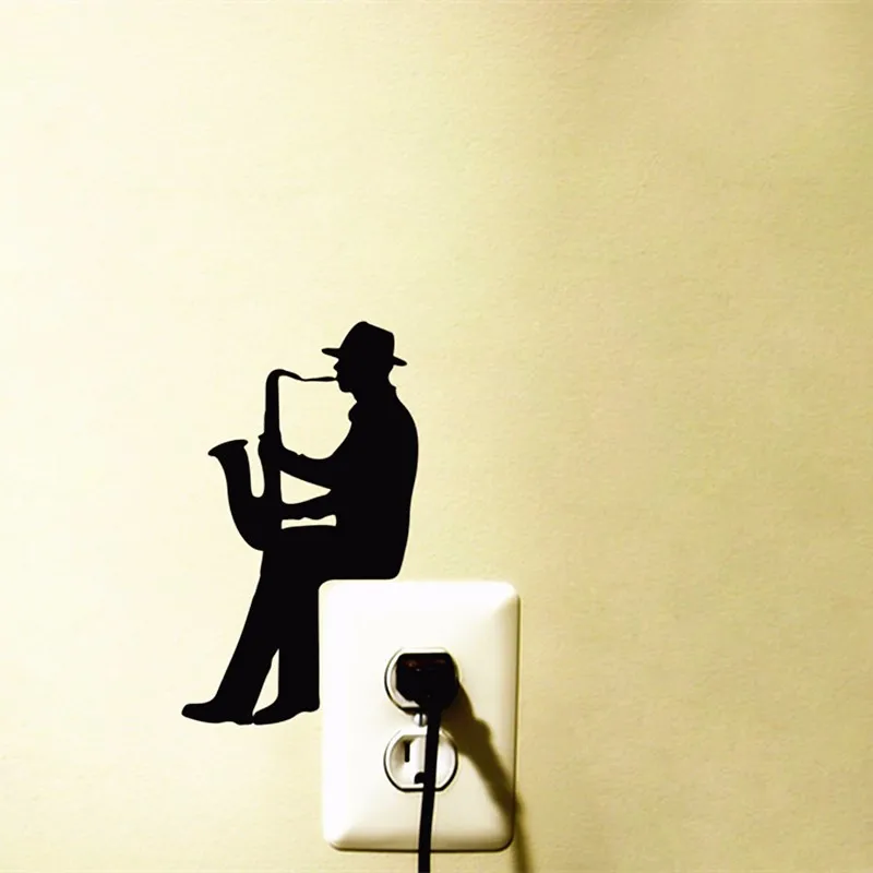 

Free Shipping Modern Saxophone Jazz Music Vinyl Decal Sticker Home Light Switch Refrigerator Instrument Decoration Y170806