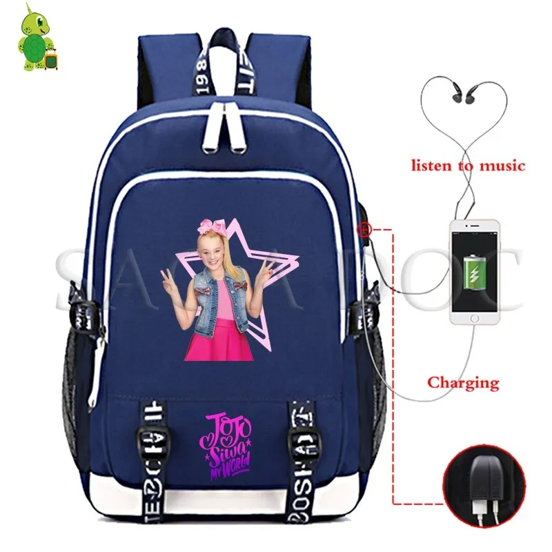Поп-звезда JoJo Siwa рюкзак USB зарядка ноутбук рюкзак для подростков мальчиков девочек школьные сумки досуг путешествия рюкзак