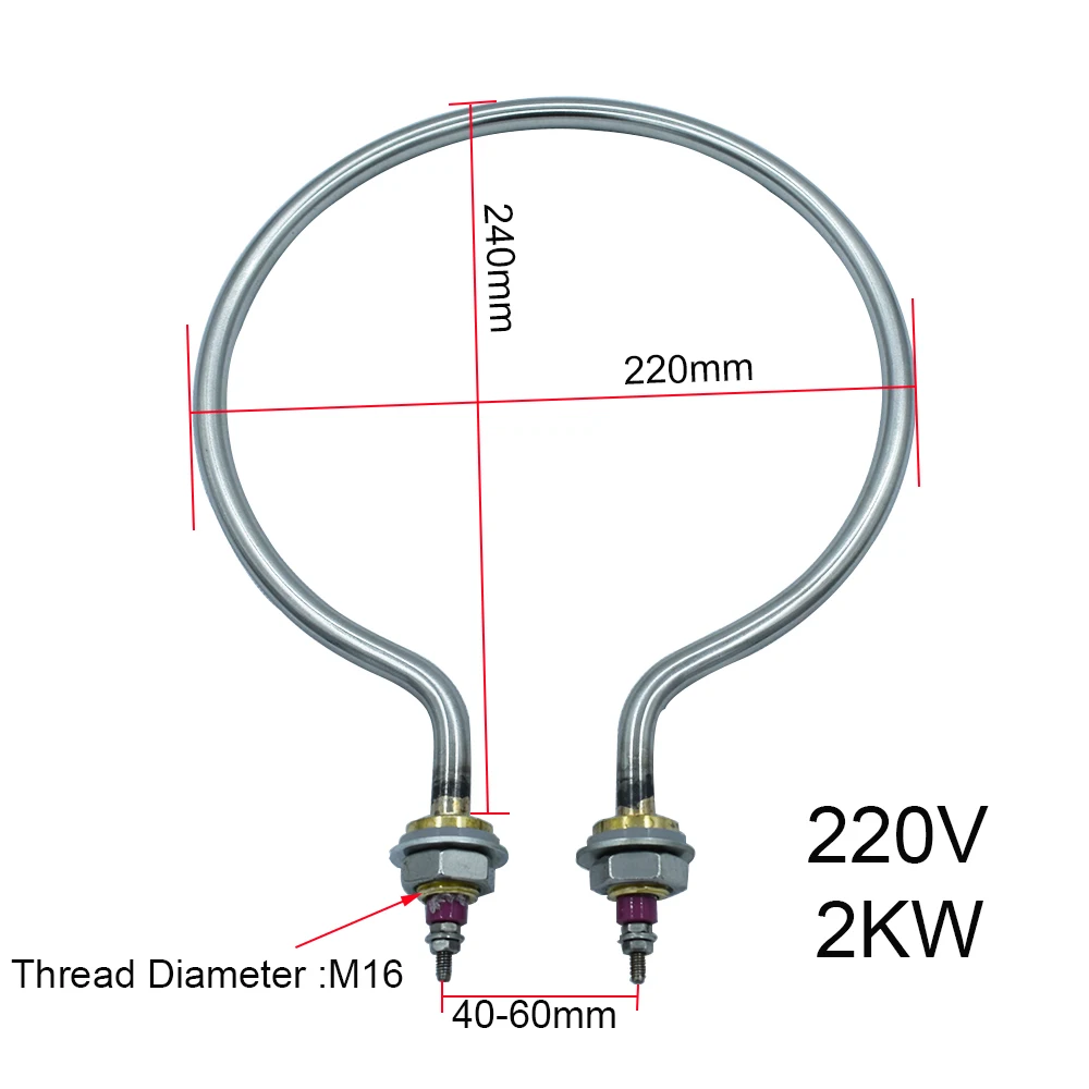 304 нагревательный элемент для воды из нержавеющей стали 220 В 2 кВт для кипяченого ведра M16 электрический водонагреватель с резьбой круглой формы