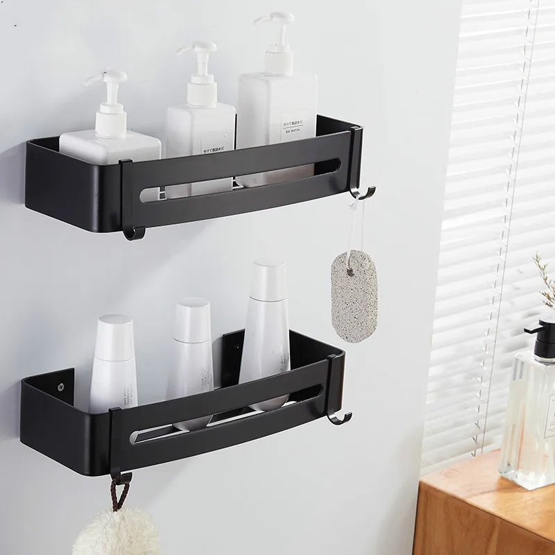 Wall Mounted Black Aluminum Alloy Bathroom Soap Dish Bath Shower Shelf Bath Shampoo Holder Basket Holder Corner shelf