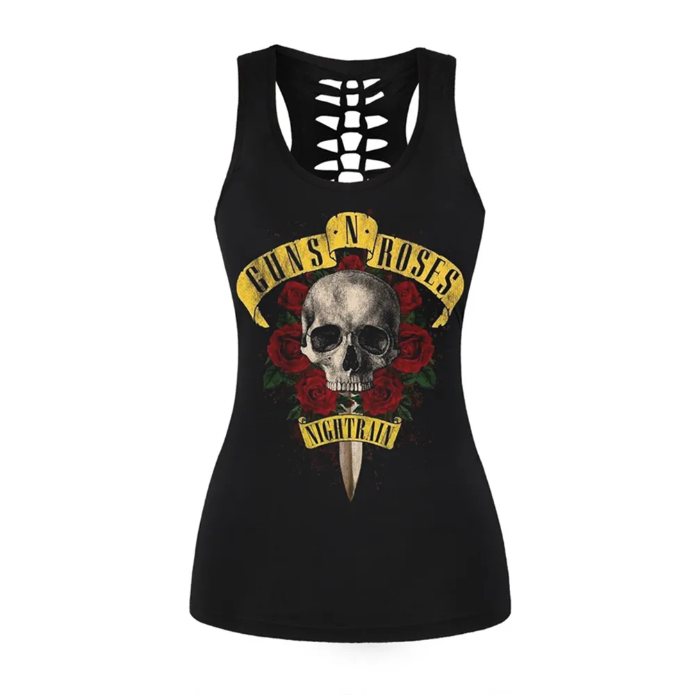 Free shipping Vintage Skull Printed Women Fitness Tank Tops Gothic Punk ...