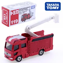 Takara Tomy Tomica Морита пожарная машина & платформенная тележка Модель комплект 1: 90 № 119 литья под давлением Горячая игрушка автомобиля Поп милый