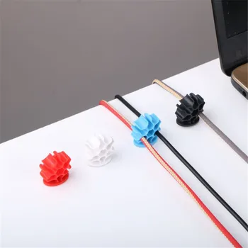 

Creative Desk Set Wire Clip Organizer Solid Color Cable Organizer Wire Wrapped Cord Earphone Storage Holder Line Fixer Desk Set