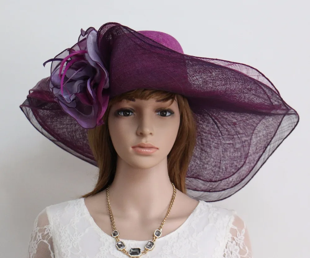 New Woman Church Derby Wedding Sinamay 3 Layers Dress Hat 2397 Purple