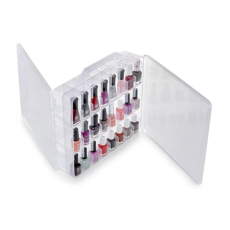 

Transparent Plastic Nail Polish Box 48 Bottles Adjustable Dividers Space Case Organizer Nail Gel Holder for Saver Storage Box
