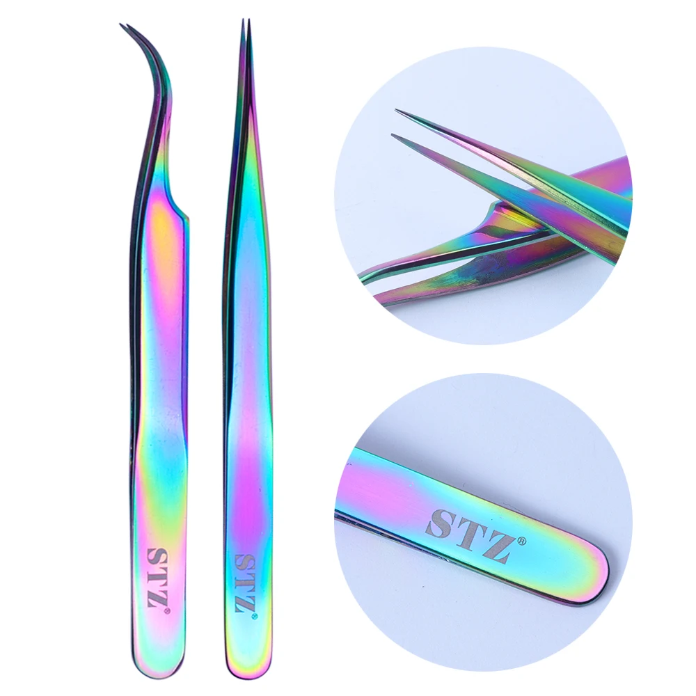 

Chameleon Nail Tweezers Rainbow Stainless Steel Tools Manicure Nail Art Tool Straight Curved Designs Nipper Sticker Picker LAT