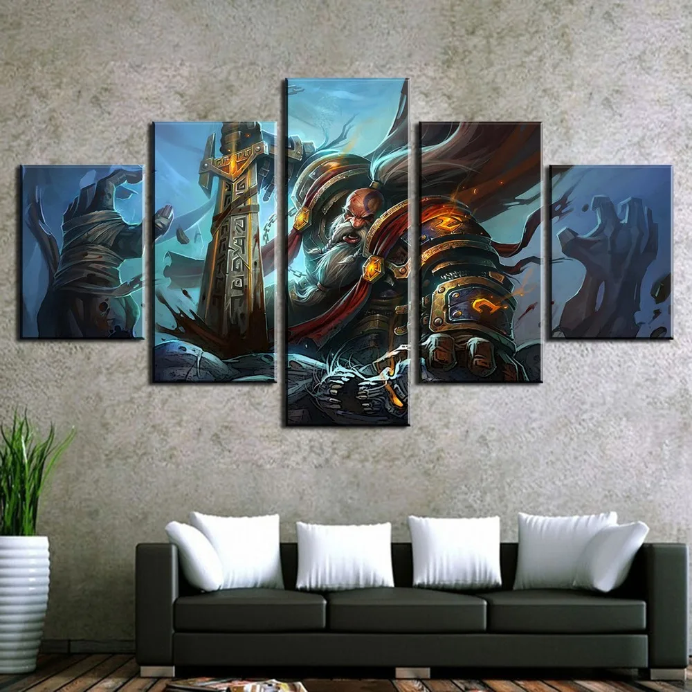 color Paintings World War Battle DOTA Modern Game Poster Wall Print 5 Panel Home Decorations Living Room Abstract 25 | Дом и сад